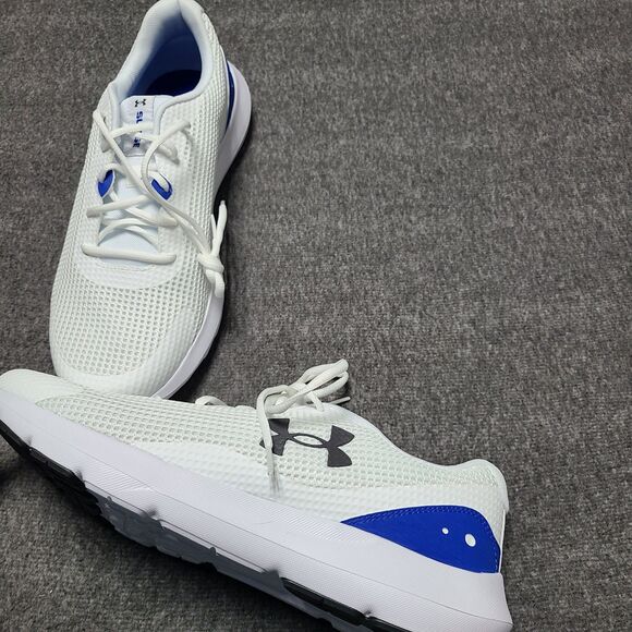 Under Armour UA Surge 3 Men’s Size 13 White Blue Running Shoes Lightweight Mesh - Picture 5 of 10